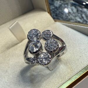 Elegant Silver electroplated Multi-Stone Ring